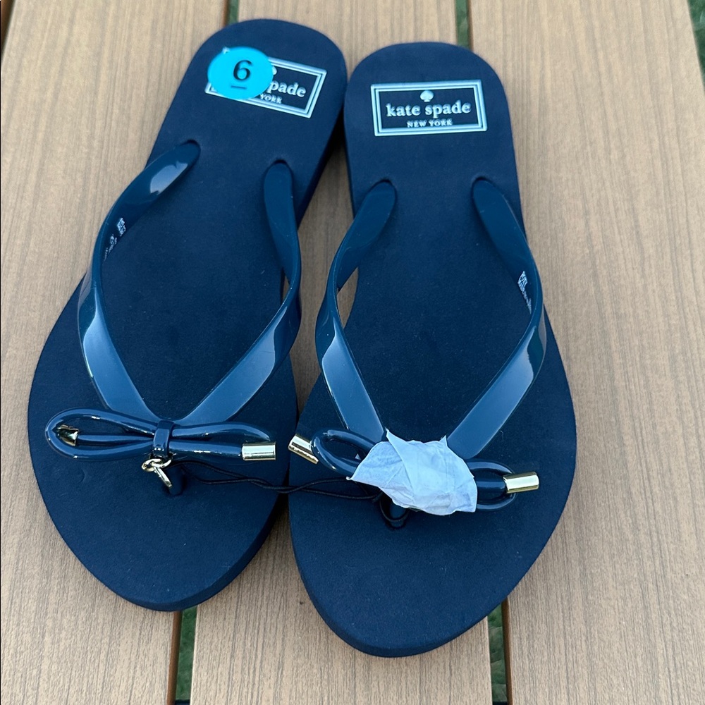 Kate Spade-Navy Fiji Flip Flops NWOT